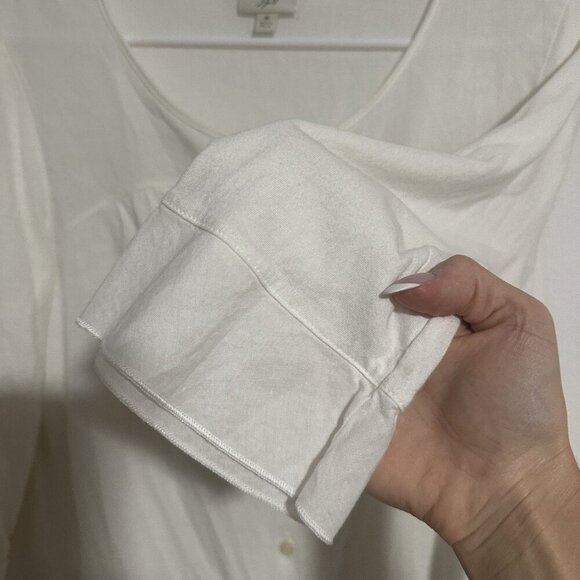 J. Jill White Scoop Neck Button Top 3/4 Sleeve Embroidered Hem Size Small - Picture 5 of 7